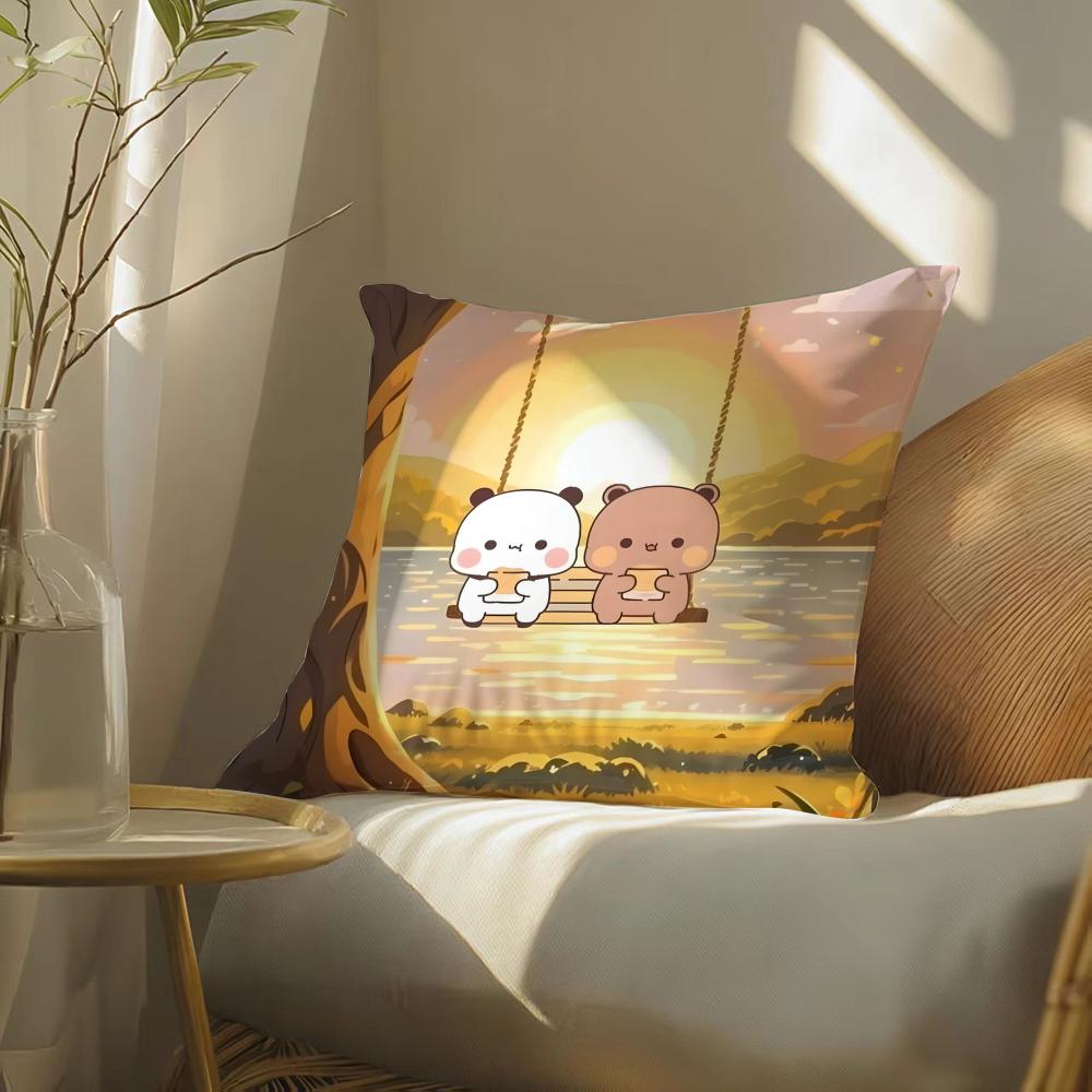 Popular Cartoon Bubu  Dudu Cute 4 Cushion Cover Silky elegant Comfort Sofa Bed Invisible zipper Beach pillowcase