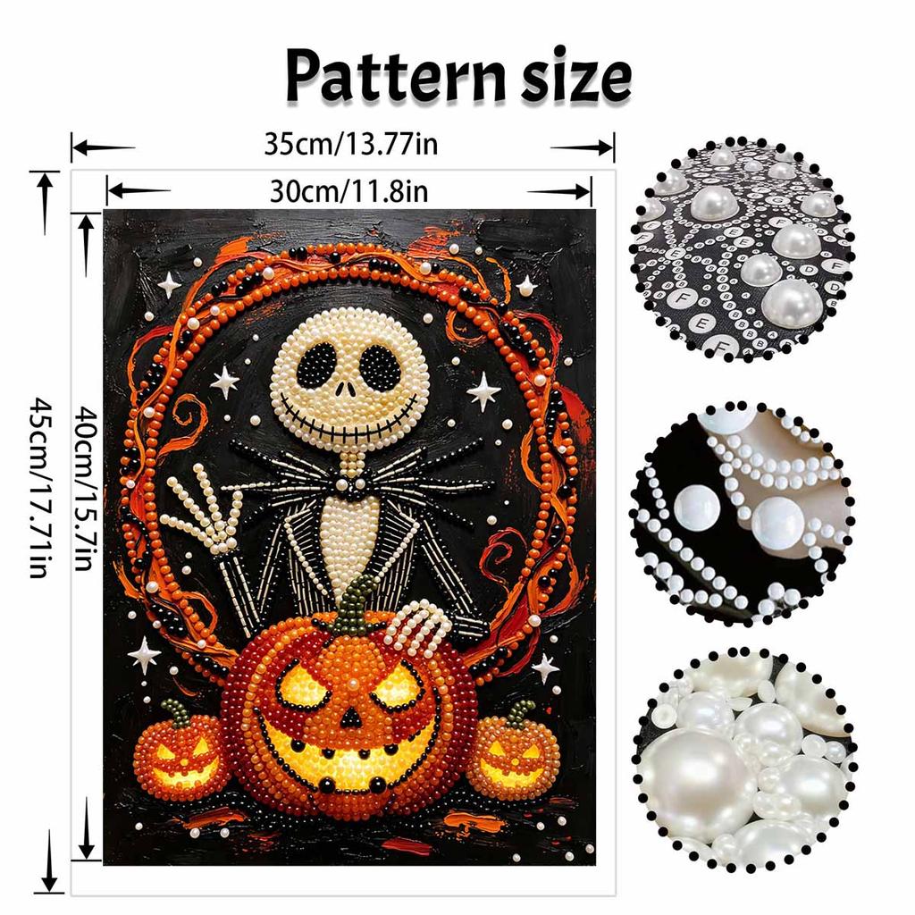 Halloween Jack Skellington Pumpkin Pearl Painting Art Kit Handmade Diy Home Decorations