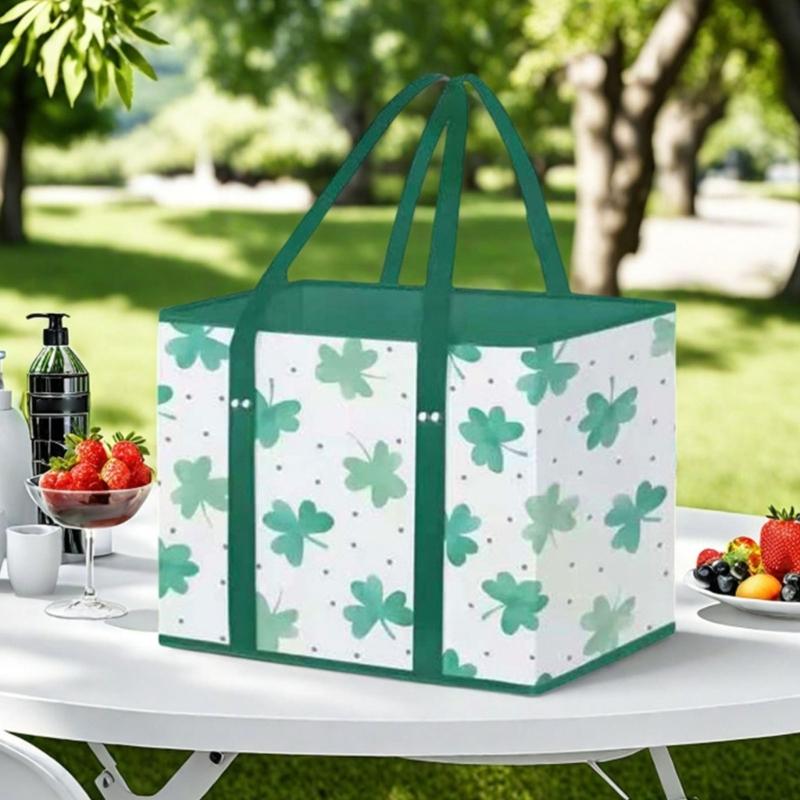 Foldable Grocery Basket With Large Capacity Nonwoven Storage Bag with Reinforced Bottom For Supermarket Picnic