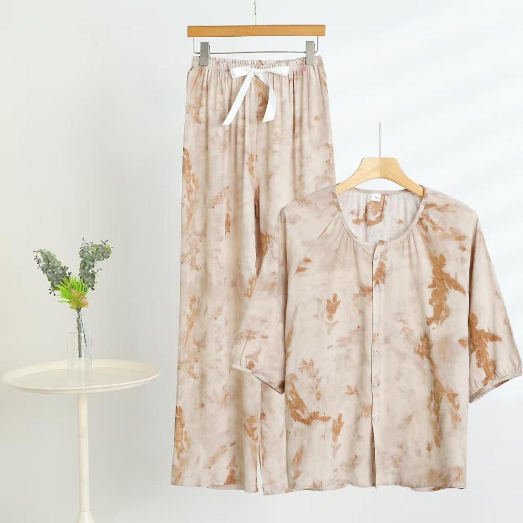 2025 Women's Floral Cotton & Linen Sun Protection Set - Shirt & Long Pants with Five-Sleeve Design