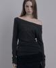 DAMIO Faded Lettering Sheer Top (Charcoal)