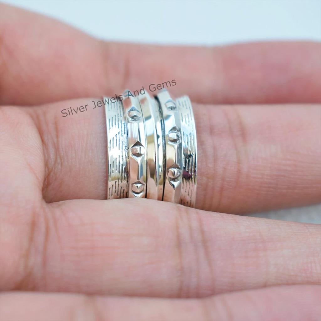 Handmade Sterling Silver Spinner Ring: Meditation Fidget Ring