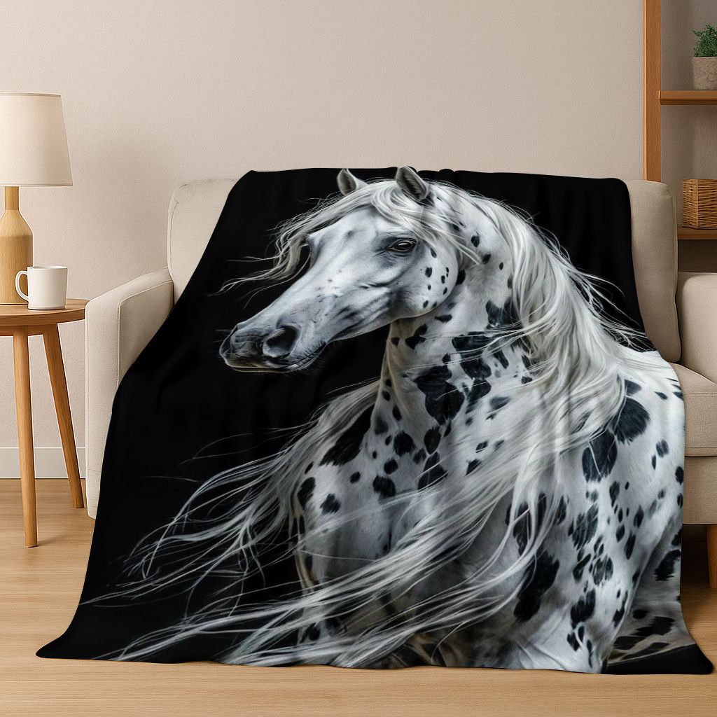 

Мультяшный конь Мустанг, Фланелевое одеяло, Уютное мягкое покрывало для дома, спальни, кровати, дивана, Подарок, Дети 75x90cm