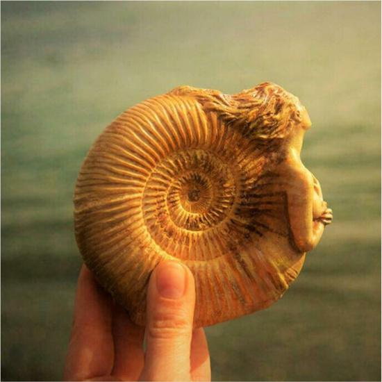 Goddess Statue, Ammonite Woman Ancient Spirit Mini Statue, Ethereal Mother Earth Gaia Sculpture Art Statue Painted, Vintage Ornament, for Desktop