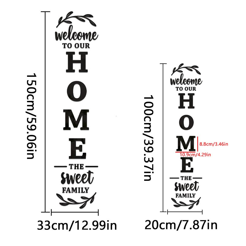 English Letters 3D Mirror Wall Sticker, Self-Adhesive Acrylic Decal, Welcome To Our Home The Sweet Family Combination Home Decor