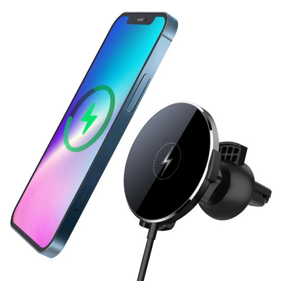 15W Car Air Vent Phone Stand Wireless Quick Charger 360 Degrees Rotating Magnet