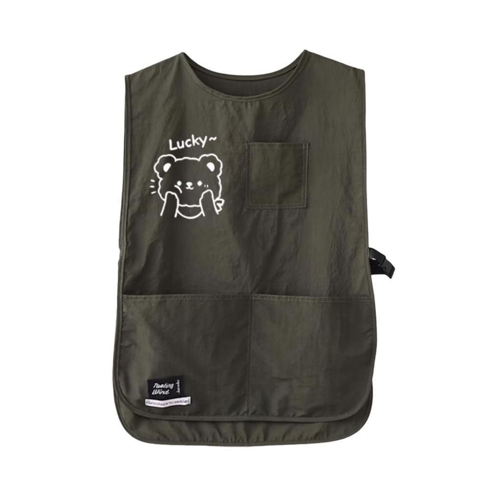 

Anti-fouling Kitchen Vest Apron Waterproof Cooking Baking Bibs for Home Kitchen Green-A