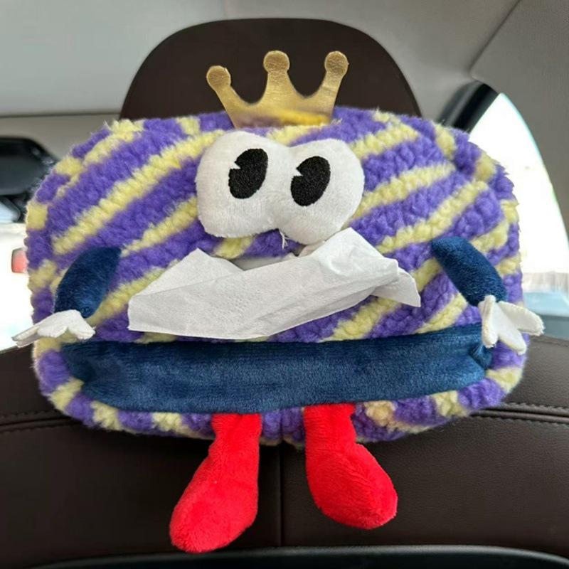 Creative Cartoon Car Plush Tissue Box - Hanging or Armrest Style