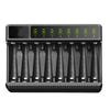8 Bay AA AAA Battery Charger LCD USB C High-Speed Charging Independent Slot for NiMH NiCD Rechargeable Batteries