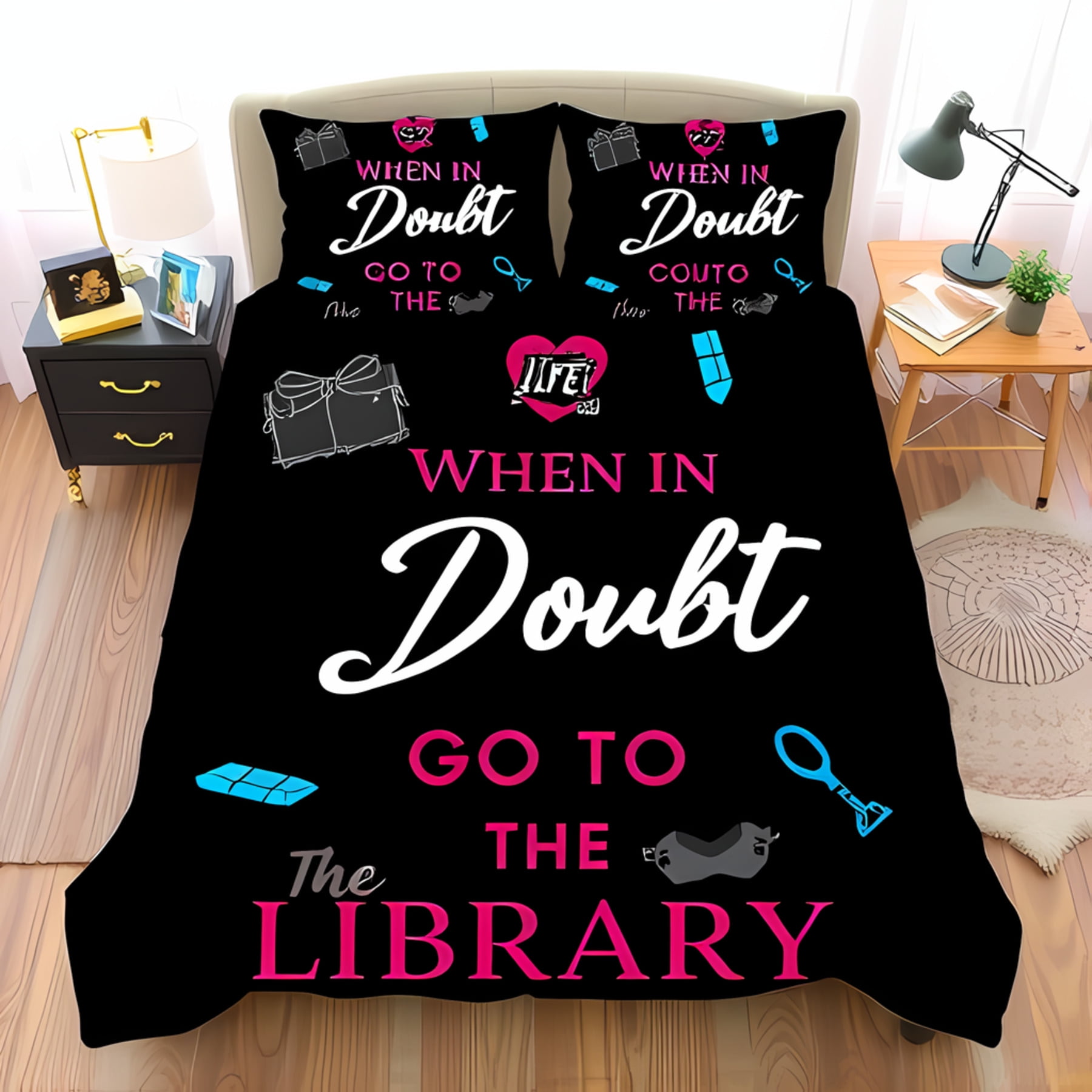 

Comforter Bookshelf Queen Size Digital Drawing Graphic Of Home Library With Books About Different Subjects Image Warm Comforter (quilt)-EU Single(135*200cm)3pcs