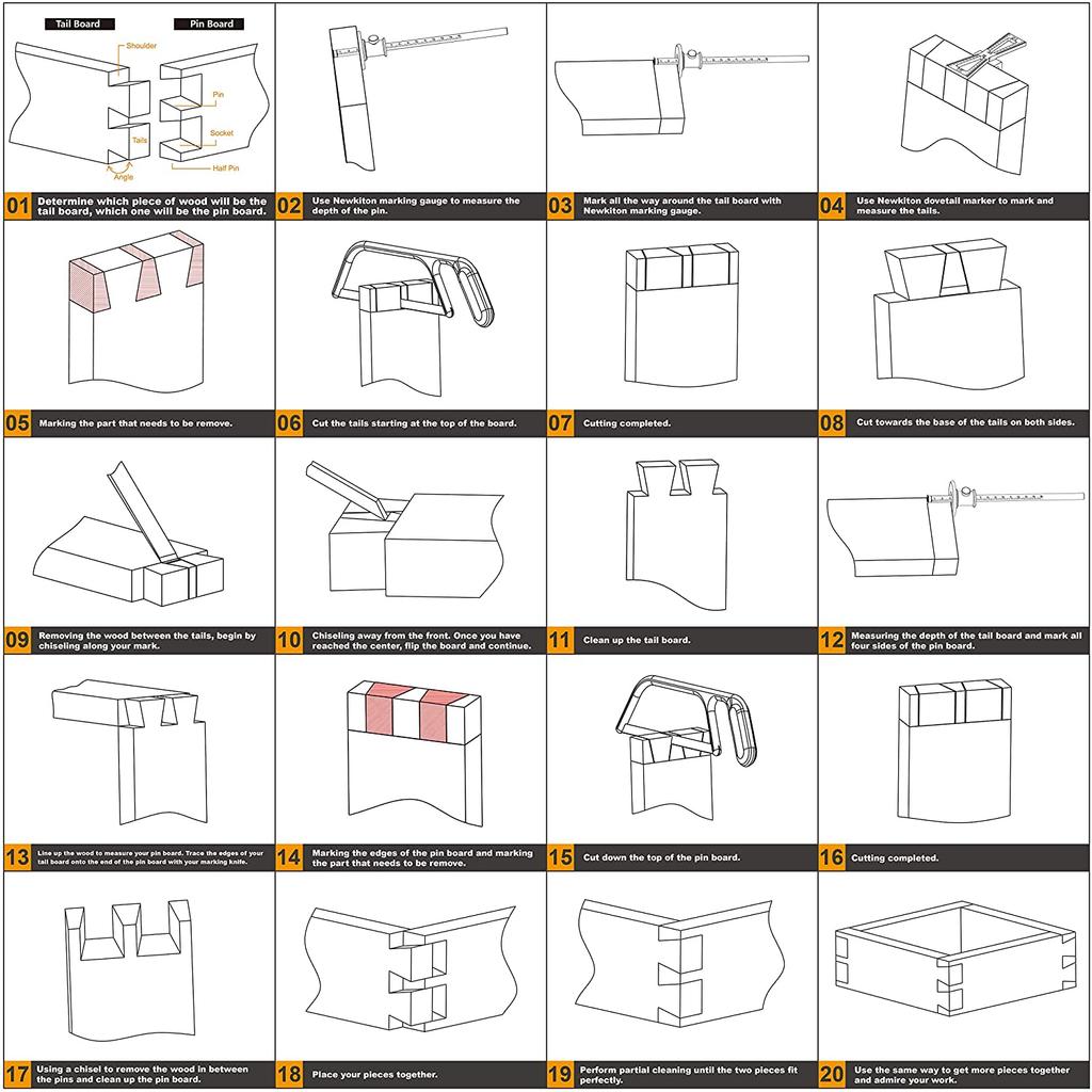 Dovetail Jig Wheel Marking Gauge Tool Set Woodworking Scriber Aluminum Alloy Linear Drawing Mortise Measuring Ruler Wood Joints