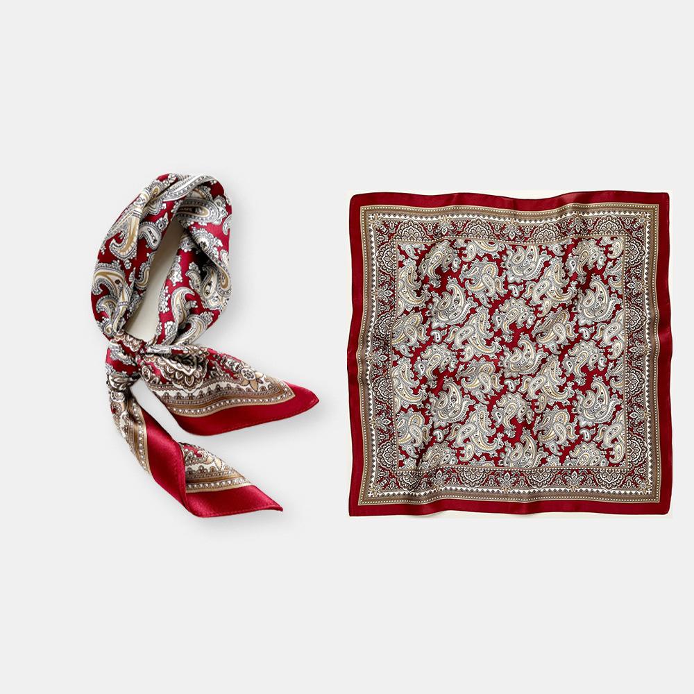May Kaji American retro headband square scarf neck shirt with cashew flower paisley silk scarf suit accessories