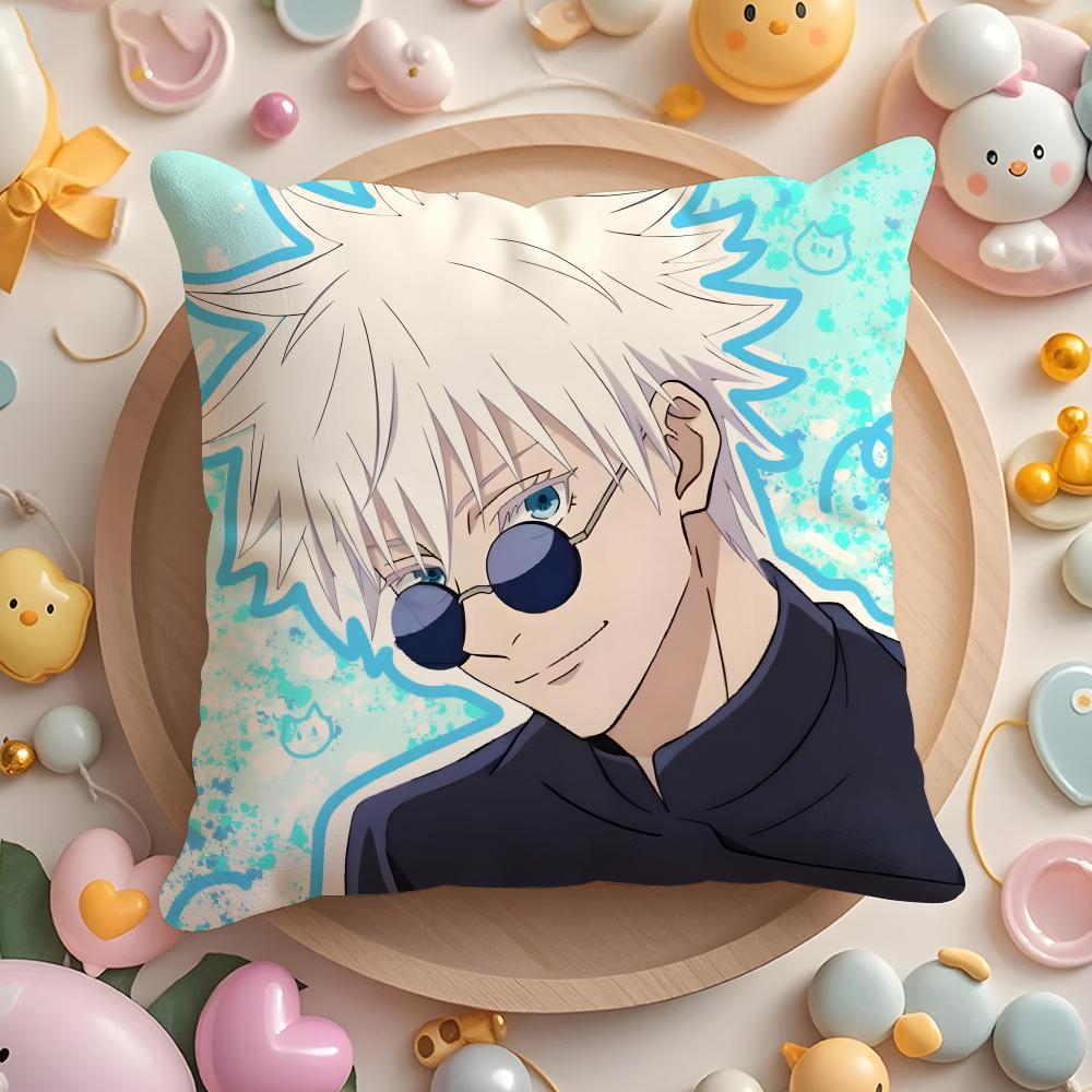 J-Jujutsu anime K-Kaisen Cushion Cover Home & Car Multi-Scene Pillow Cover - Reversible, Soft & Durable for Daily Use