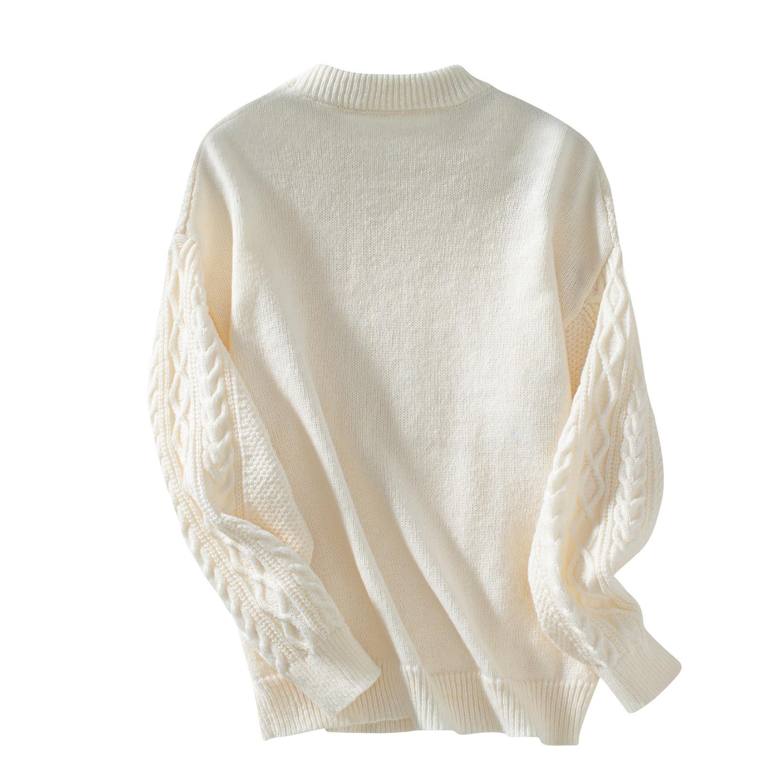 Женский повседневный модный вязаный свитер с круглым вырезом и длинными рукавами — фото 7