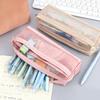 Pencil Case Double-Layer Large Capacity Transparent Mesh Students Exams Stationery Organizer Break-resistant Pencil Bag