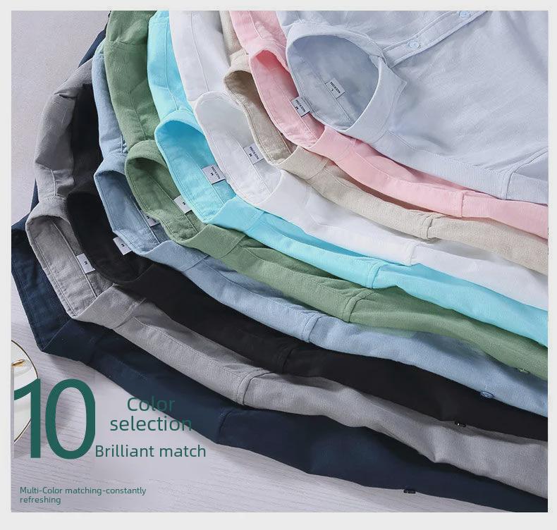 Men's Loose-Fit Long-Sleeve White Linen Shirt – Spring/Fall Japanese Casual Fashion