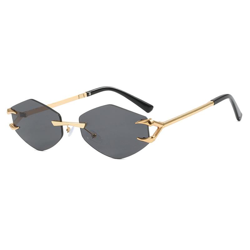 Small Frame Hexagon Sunglasses Women  Luxury Brand Metal Rimless Rhombus Sun Glasses For Female Retro Polygon Eyewear UV400