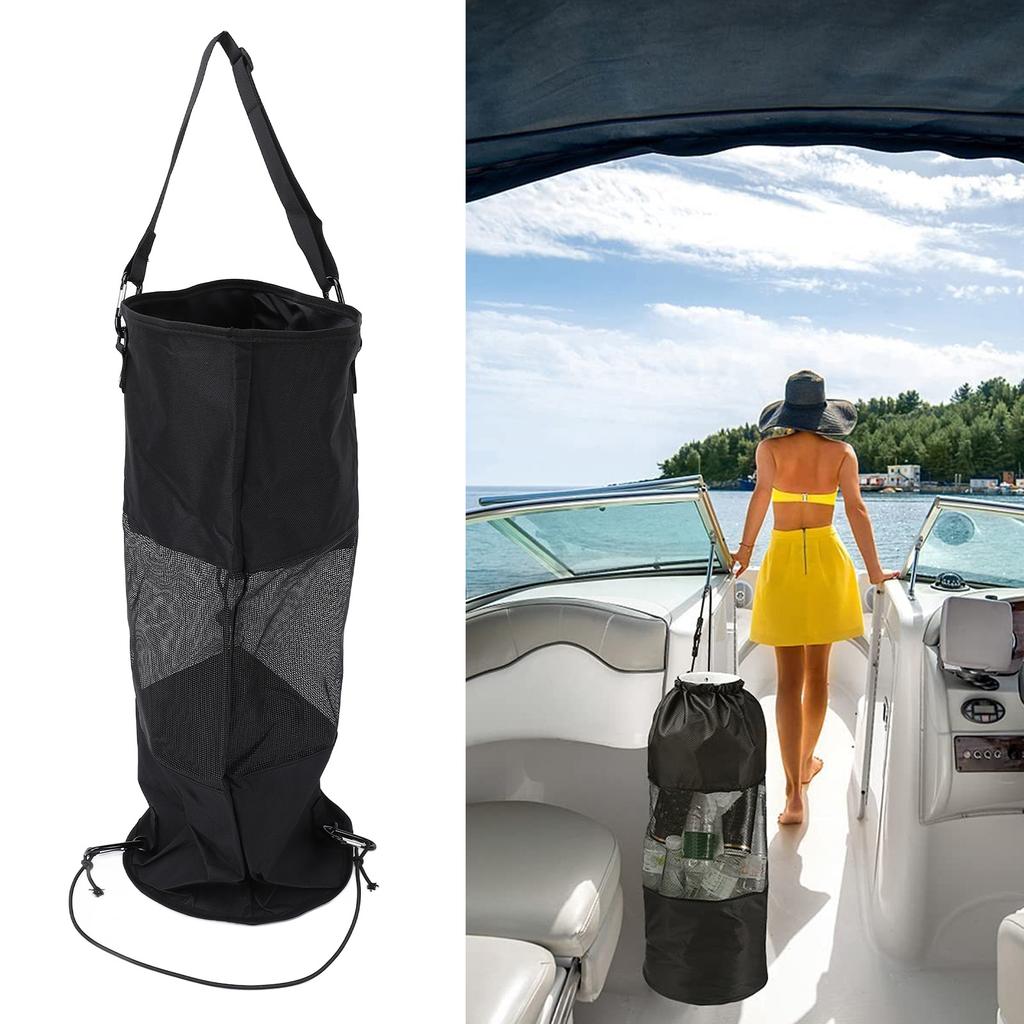 Boat Trash Bag Nylon Mesh Reusable Portable Boat Garbage Container with Lanyard for Outdoor Seaside
