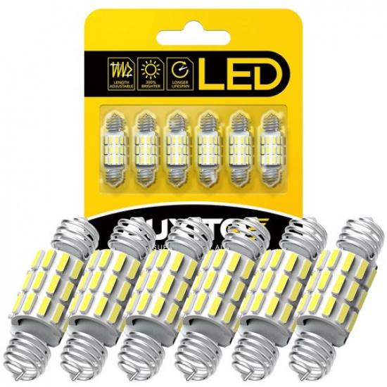 6pcs Ultra White 31MM 36MM DE3175 6411 Dome Map LED Light Interior Bulbs EOA