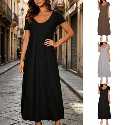 Long Nightgown for Women Short Sleeve Crew Neck Lounge Night Dress Casual A-Line Summer T Shirt Dress