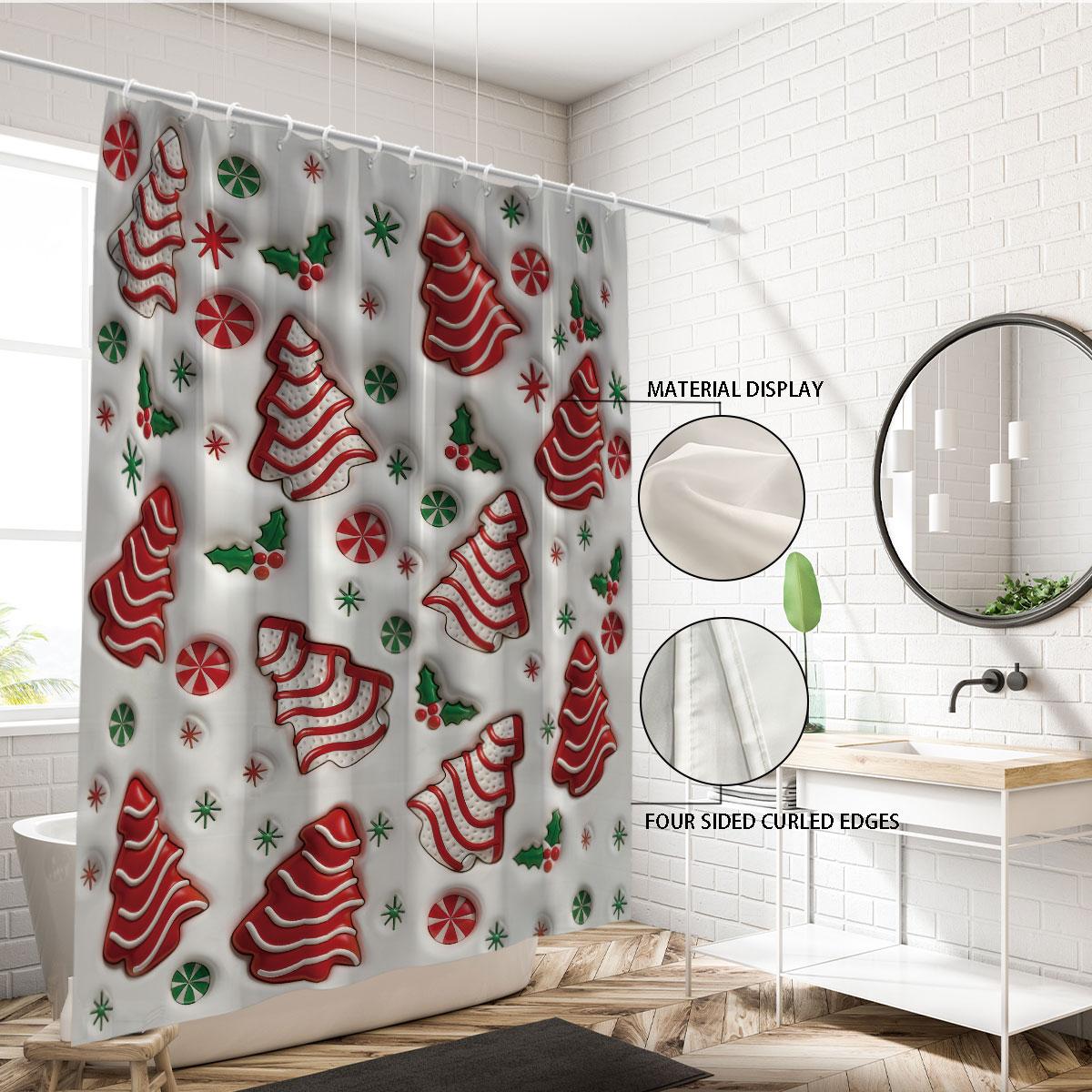 

1 шт. Мультяшный принт рождественской елки Водонепроницаемая подвесная шторка для душа Несколько размеров с 12 крючками Легкая установка 90x180cm