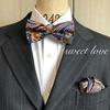 Paisley Colorful Multi [Bow Tie & Pocket Square] 2-Piece Set for Men, One-Touch Setup, FormalCasual, Bartender Style