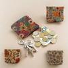 Floral Print Women Wallet Key Bag Cute Pouch Kiss Lock Lightweight Small Wallet Cute Bag Suitable For Daily Casual Suitable For Keys Earphones Storage