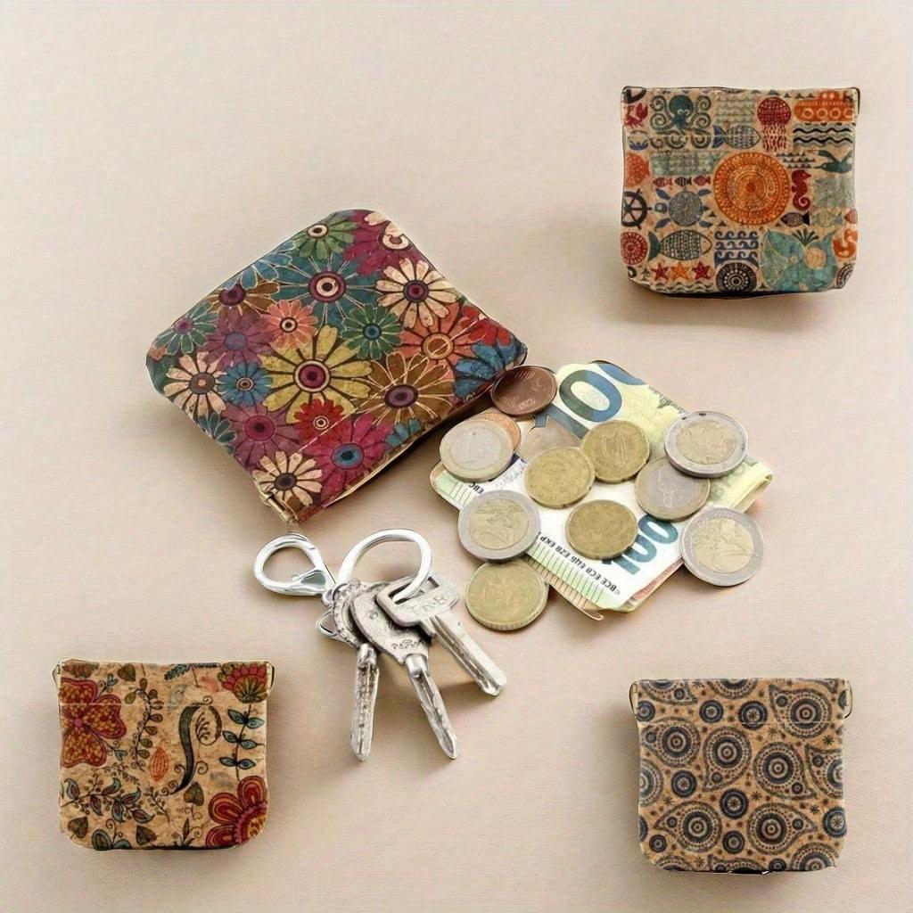 Floral Print Women Wallet Key Bag Cute Pouch Kiss Lock Lightweight Small Wallet Cute Bag Suitable For Daily Casual Suitable For Keys Earphones Storage