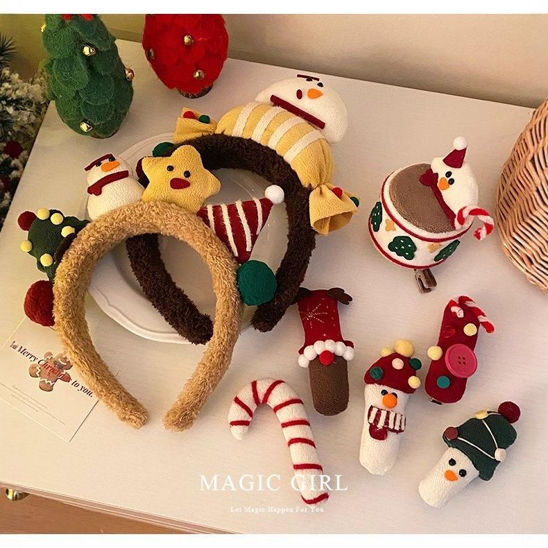Festive Autumn & Winter Christmas Candy Hairband: Plush & Cute Face Washing Accessory for Girls