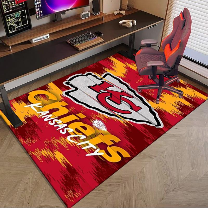 Stadt Chiefs Emblem Bedruckter Teppich für Büro, Stuhlunterlage, Dekorativer Teppich Bodenmatte, Große Größe Fan Geschenke Weihnachtsgeschenke
