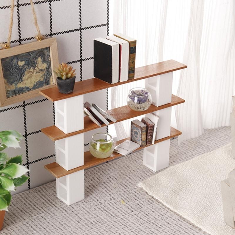Solid Wood Mini Cabinet Bookshelf Model Dollhouses Accessories For Bedroom Kitchen Living Room Tiny House Decoration