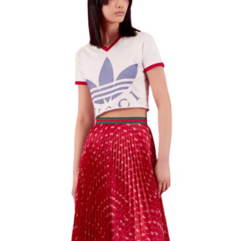 Gucci X SS22 Koszulka Cropped z Nadrukiem LOGO Damska Biała
