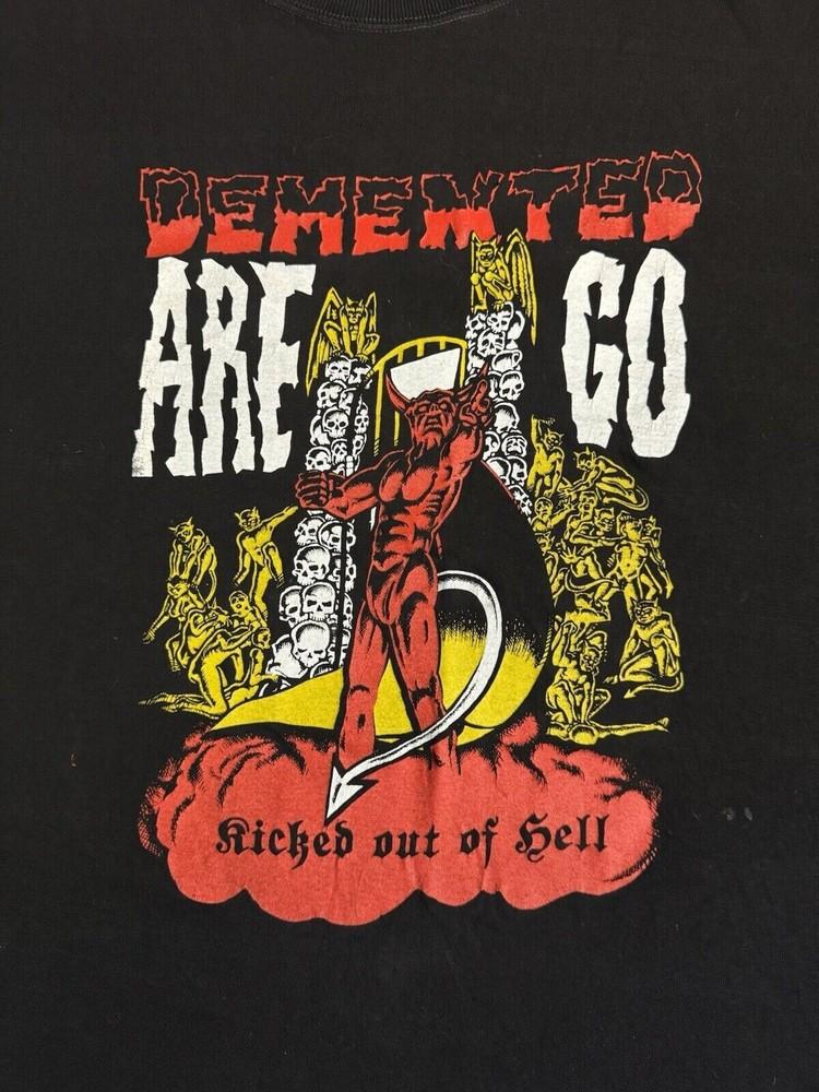 Винтажная футболка 90-х Demented Are Go Kicked Out Of Hell Концертная футболка Унисекс M