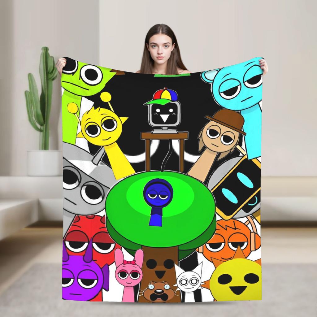 Sprunkis Characters Game Fuzzy Blanket Funny Throw Blankets for Home 125*100cm Rug Piece