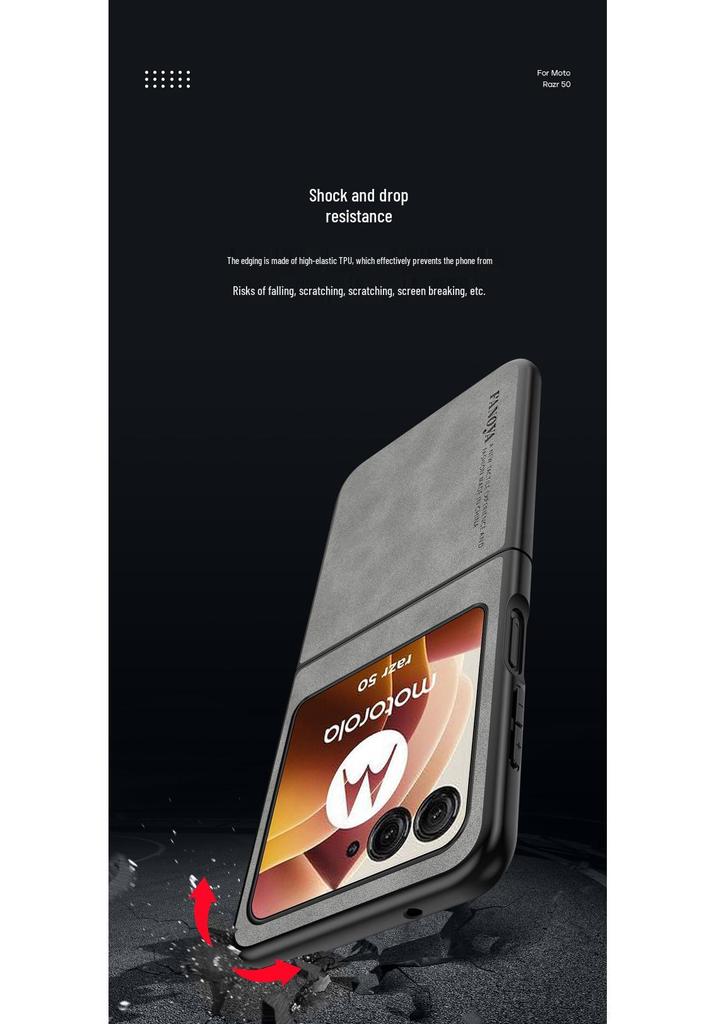 Compatible with Moto Razr 50: Ultra-Light Leather Texture Frosted Protective Case