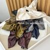 Korean-Style Faux Leather Scarf Hair Tie Set: Large Square Headband, Intestine Hair Tie, and Shiny Bun Accessory.