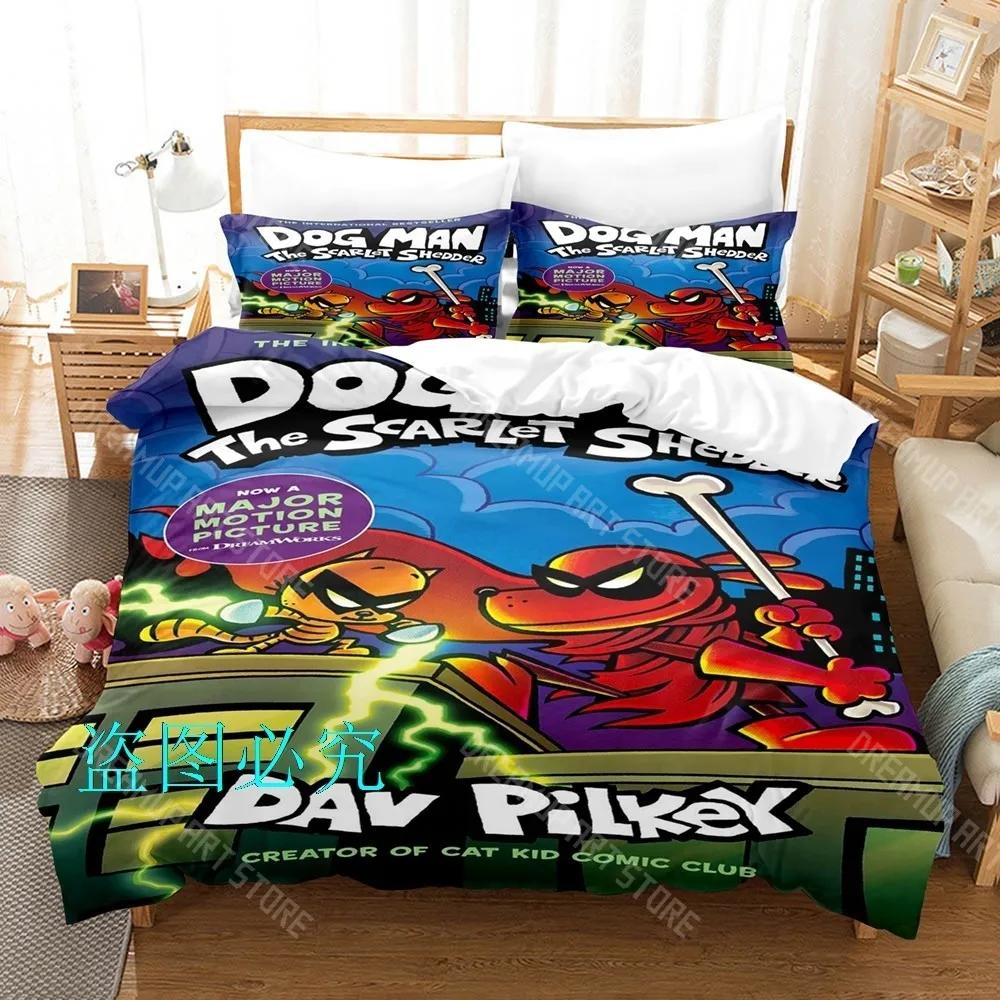 3D Print DOG MAN Cartoon Bedding Set Single Twin Full Queen King Size Bed Set Adult Kid Bedroom Duvetcover Sets