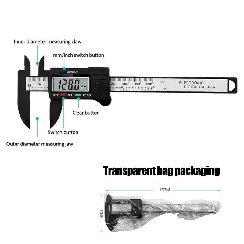 

Штангенциркули из углеродного волокна с нониусом 0-150 мм, точность 0,1, электронный цифровой штангенциркуль, пластиковый датчик, микрометр, линейка, измерительные инструменты