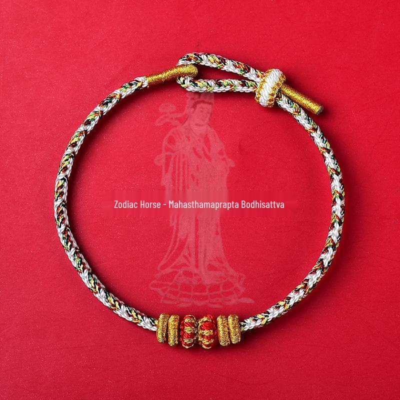 Wutai Mountain Tai Sui Red Rope Bracelet for Women - Handmade 2026 Birth Year Lantern Knot with Eight Guardian Deities