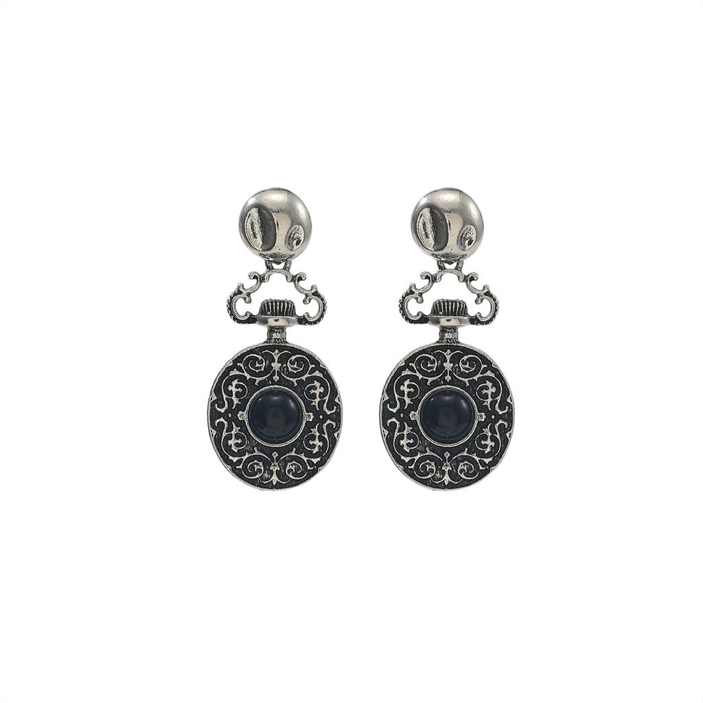 Exaggerated big retro pattern pendant earrings with hollowed out female minimalist and niche light luxury earrings