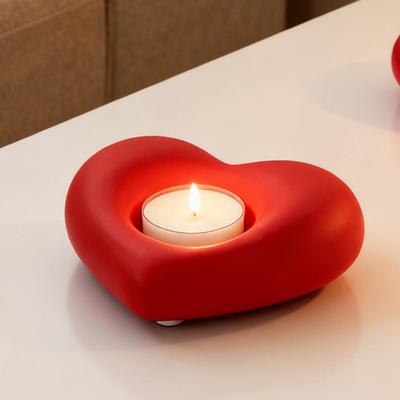 Porte-bougie en céramique en forme de cœur Yousheng Petit porte-bougie cœur pour fête de mariage, anniversaire, Saint-Valentin, centre de table pour salle à manger