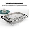Over The Sink Colander Stainless Steel Fine Mesh Strainer with Expandable Rubber Grip Handle Oval Colander for Kitchen Draining