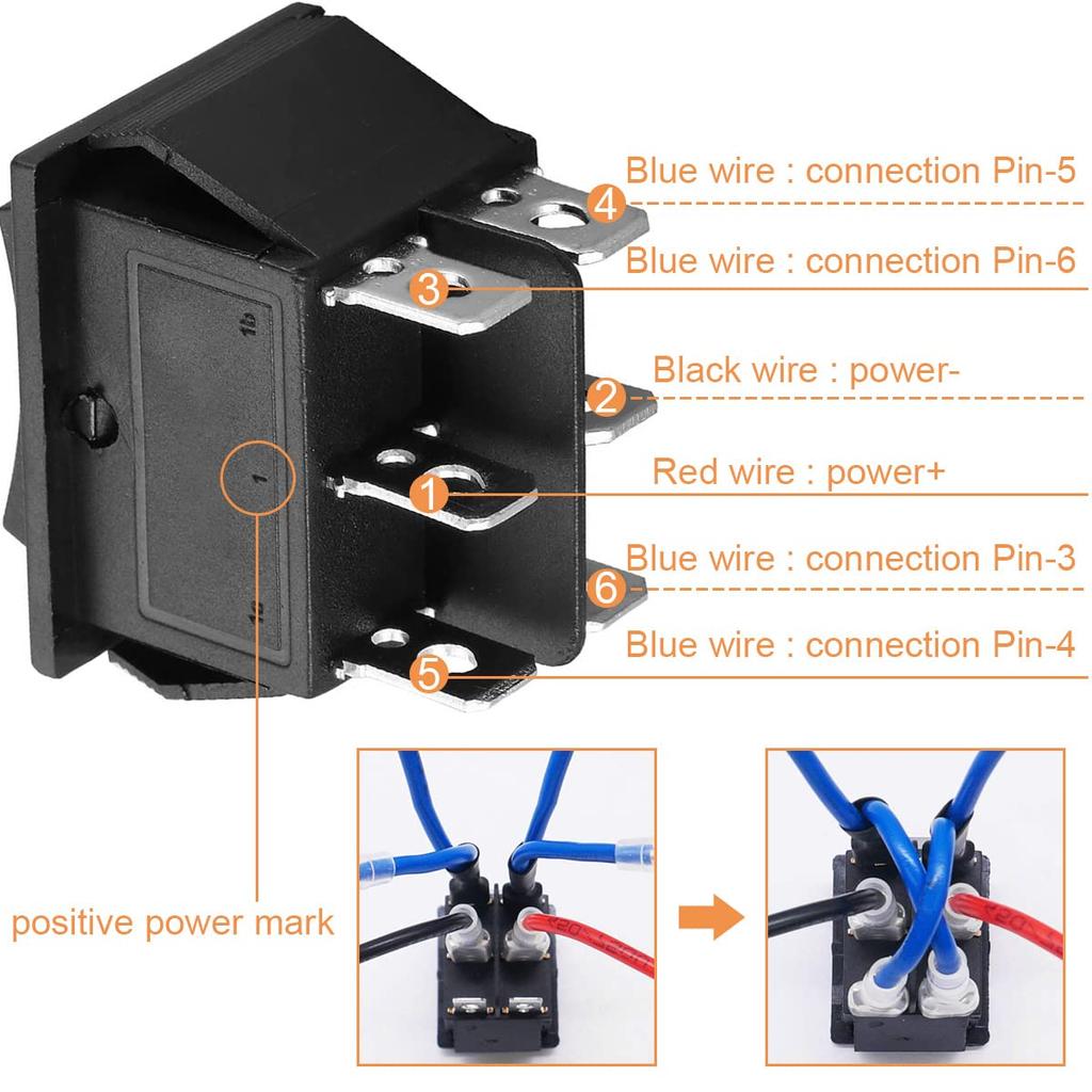 Xiatiaosann Rocker Switch 6 Terminal 3 Position ON-OFF-ON DPDT Momentary Switch DC 10A/16A