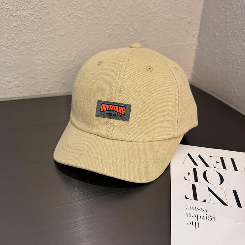 Color Solid Retro Letter Soft Top Fitted Cap Sunshade Ventilation Men Women