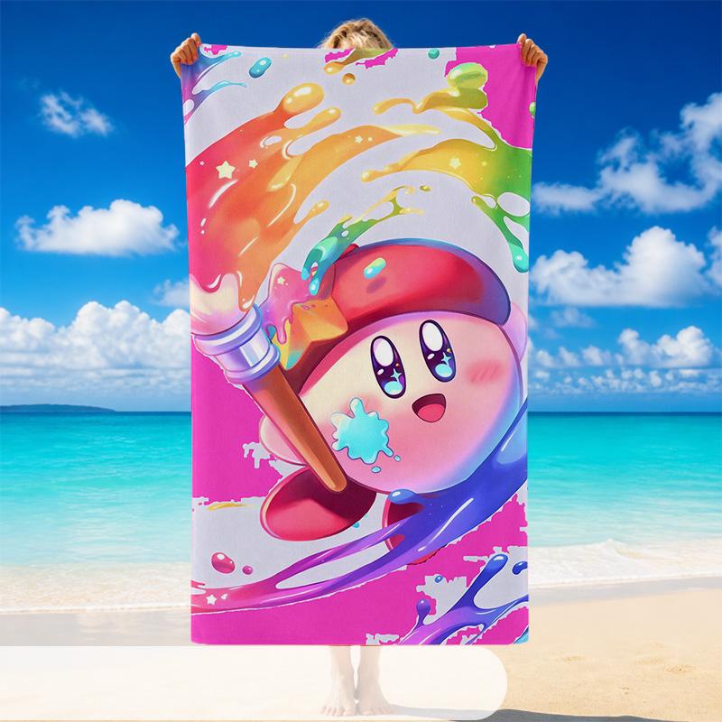 Quick Dry Beach Towel Kirby Pattern, Lightweight Absorbent Towel for Pool Beach Vacation Use