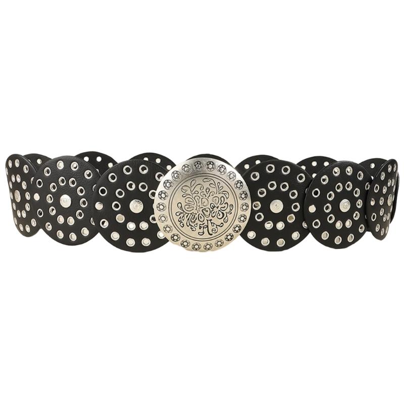 

Adult Relief Round Buckle Waist Belt Adjustable Exaggerated Personality Waist Belt for Men Teenagers Coat Dress