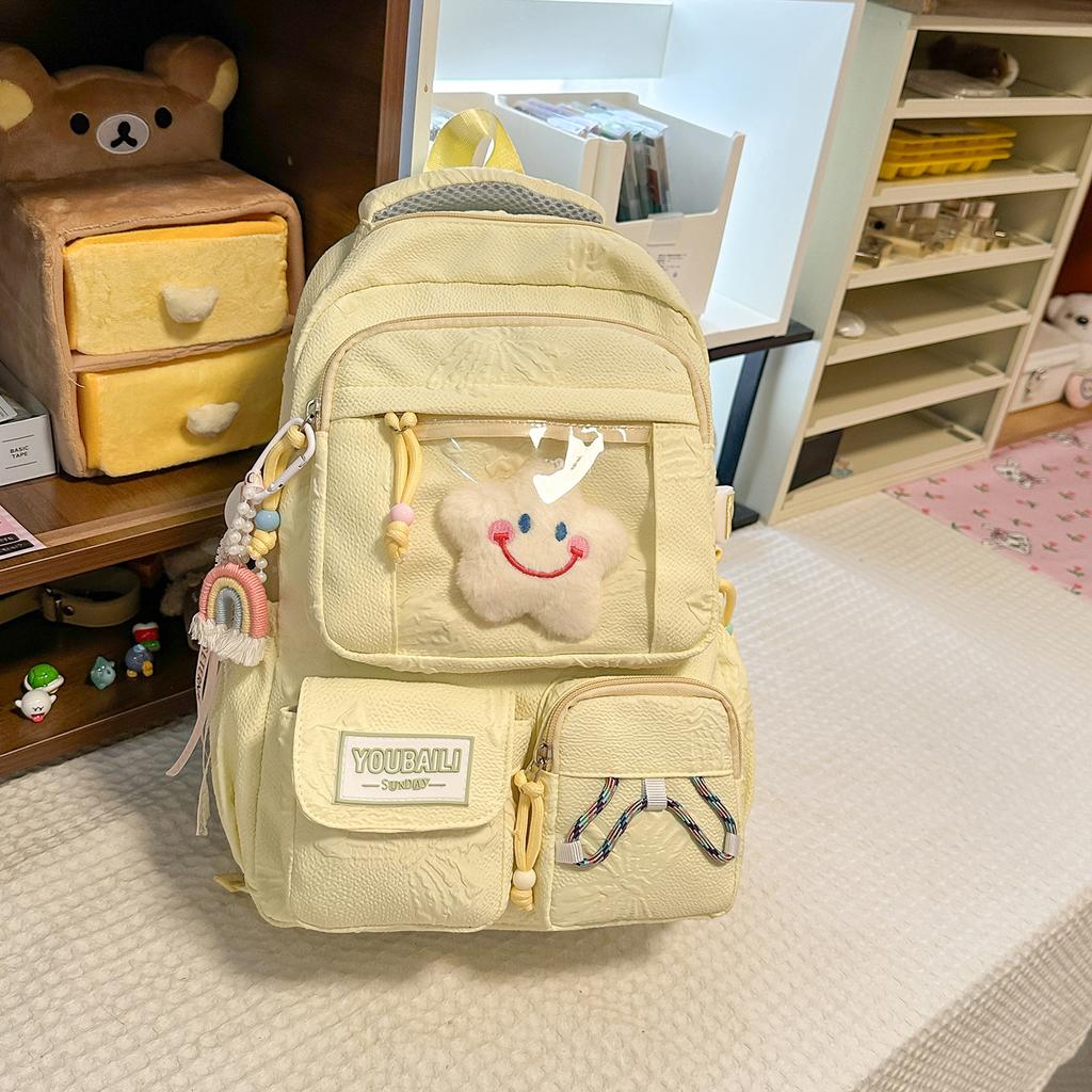Schoolbag New Fashion Versatile School Bag Female Junior High School Student High Value Cute Backpack Pain Bag Large Capacity Backpack Bag