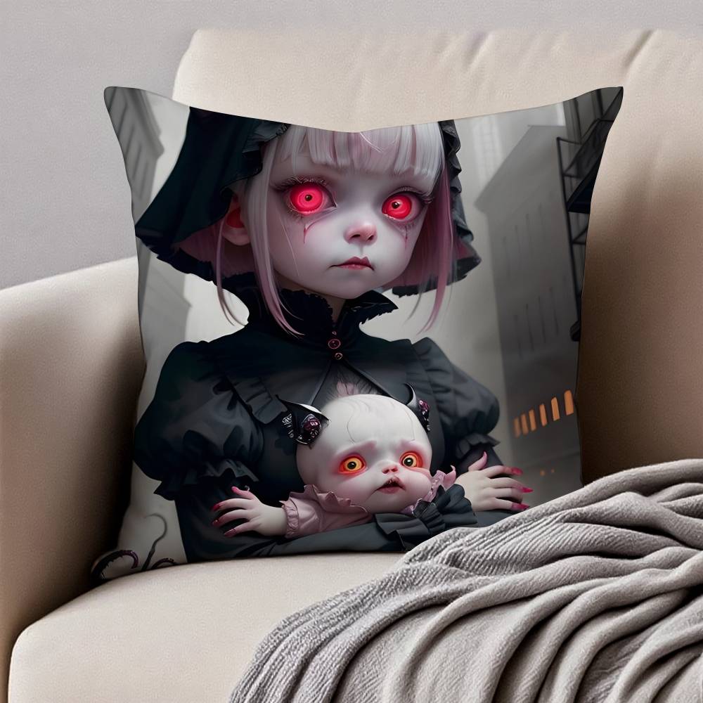 

Little D-De-vils Pillow Case Anti-dustmite Pillowcase Invisible Zipper Silky Short Plush Sofa Cushion Cover 12x12Inch