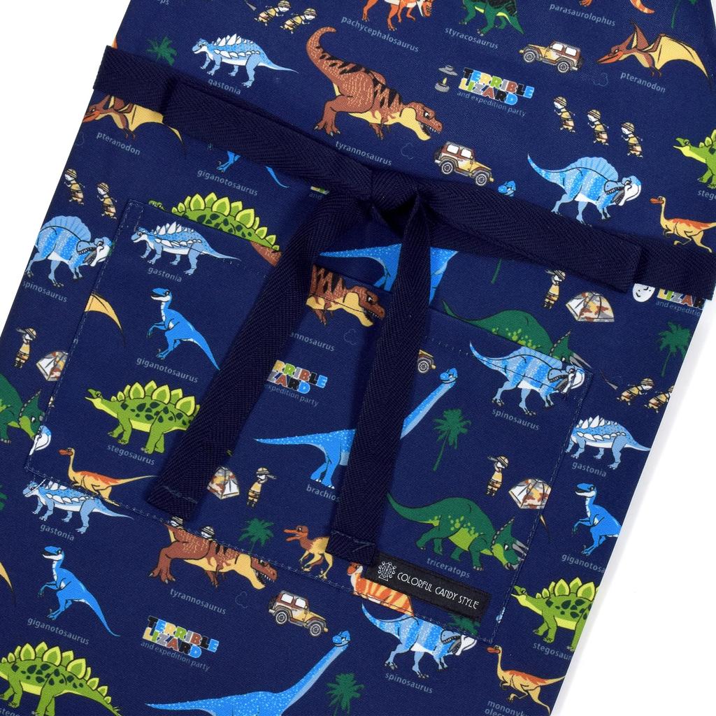 COLORFUL CANDY STYLE Apron Dinosaur Continent Set Boys Cool Kids Children Apron Triangle Scarf Set Elastic Kids Apron Toddler Elementary School Cute
