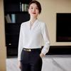 Women's Professional Long-Sleeve Chiffon V-Neck Blouse